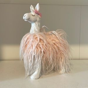 Pink Furry Wooden Llama